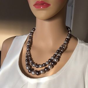RMN silver faux pearl necklace